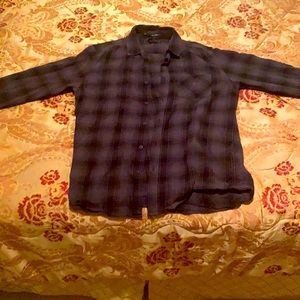 Casual button down Black & grey plaid shirt